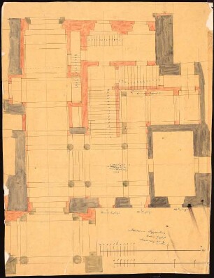 Schloss von Dr. Strousberg, Zbirow Umbau: Treppenhaus: Grundriss EG