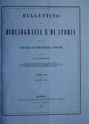 Tomo IX. Luglio 1876.