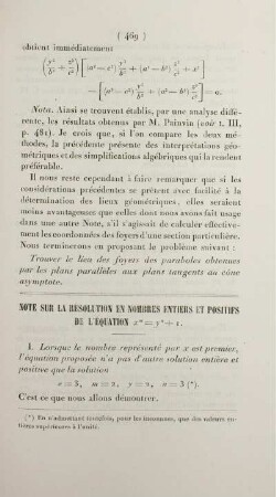 Note sur la résolution nombres entiers et positifs de l'équation ...