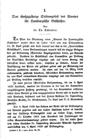 Das fünfzigjährige Stiftungsfest des Vereins für Hamburgische Geschichte.