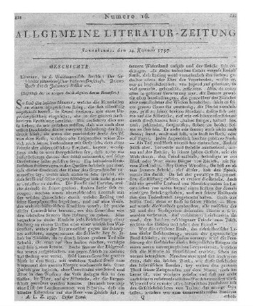 Müller, J. v.: Der Geschichten schweizerischer Eidgenossenschaft. Drittes Buch. Leipzig: Weidmann 1788-95 (Beschluß der im vorigen Stücke abgebrochenen Recension)