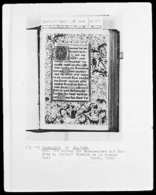 Tagzeiten und Gebete — Initiale D (omine ne in furore tuo) und Vollbordüre, Folio 124recto