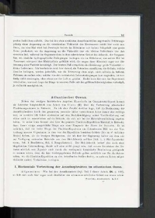 I. Horizontale Verbreitung der Acanthophrakten im atlantischen Ozean.