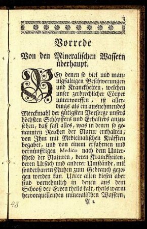 Vorrede Von den Mineralischen Wassern überhaupt.