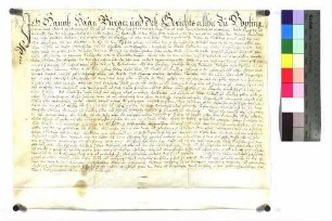 Hans Haan, des Gerichts zu Bopfingen, verkauft an seinen Sohn Balthasar Haan die Stadtmühle vor dem Bientor an der Eger und dem Fischhaus gelegen um 1450 Gulden.