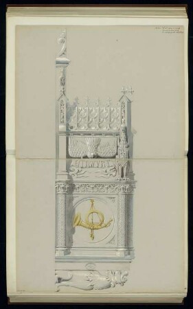 Briefkasten für die Reichspost Monatskonkurrenz Februar 1877: Aufriss Seitenansicht 1:1