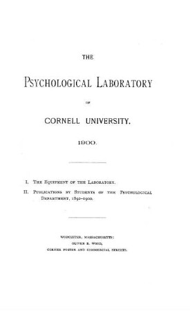The Psychological Laboratory of Cornell University
