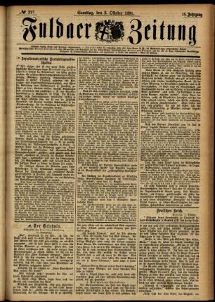 Ausgabe vom Samstag, den 03. Oktober 1891.
