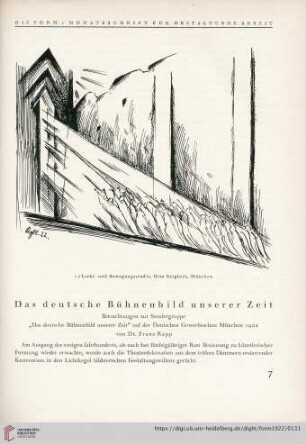 1: Das deutsche Bühnenbild unserer Zeit : Betrachtungen zur Sondergruppe "Das deutsche Bühnenbild unserer Zeit" auf der Deutschen Gewerbeschau München 1922