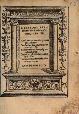 C. Svetonii Tranquilli de uita duodecim Caesarum, Libri XII.