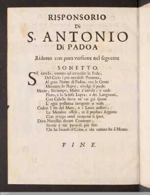 Risponsorio di S. Antonio di Padoa.
