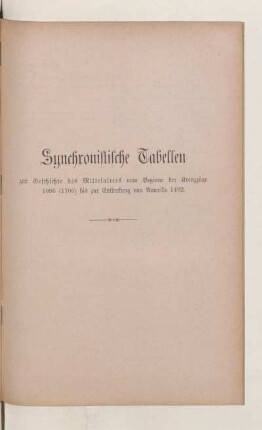 Synchronistische Tabellen