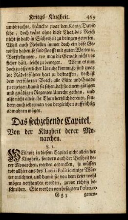 Das sechzehende Capitel, Von der Klugheit derer Monarchen.
