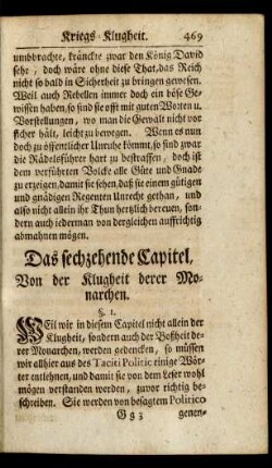 Das sechzehende Capitel, Von der Klugheit derer Monarchen.