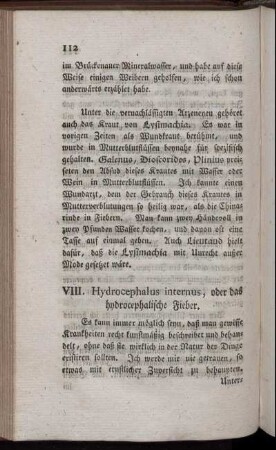 VIII. Hydrocephalus internus, oder das hydrocephalische Fieber.