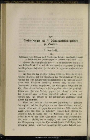 XV. Entscheidungen des K. Oberappellationsgerichts zu Dresden