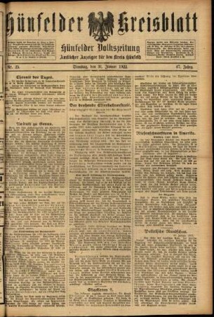 Ausgabe vom Dienstag, den 31. Januar 1922.