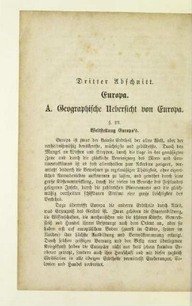 A. Geographische Uebersicht von Europa