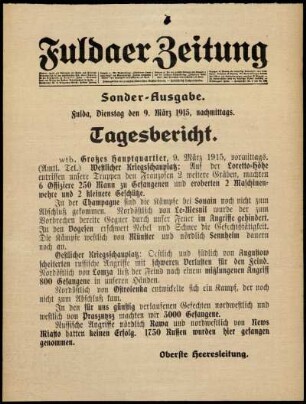 Ausgabe vom Dienstag, den 09. März 1915.