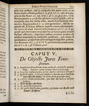 103-110, Caput V. De Objecto Juris Fenestrarum