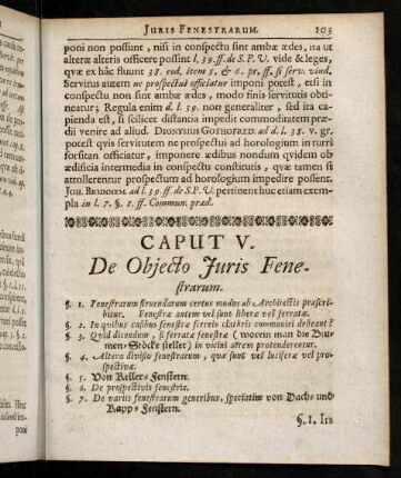 103-110, Caput V. De Objecto Juris Fenestrarum