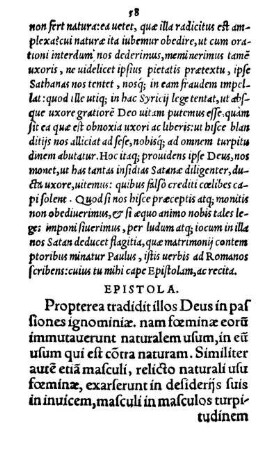 Epistola. Propterea tradidit illos Deus in passiones ignominiæ. [...]