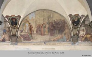 Freskenzyklus mit Darstellungen zu den Ursprüngen des Servitenordens : Beschluss der sieben Gründer zum Rückzug aus dem weltlichen Leben (1233)