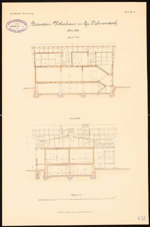 Beamtenwohnhaus, Groß Plehnendorf: Querschnitte 1:100