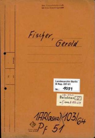 Personenheft Gerold Fischer (*18.02.1915), SS-Untersturmführer
