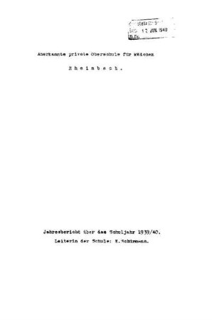 1939/40: Jahresbericht ... - 1939/40