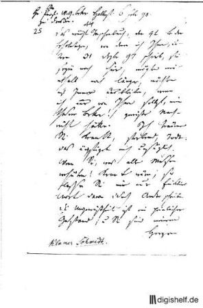 25: Brief von Klamer Eberhard Karl Schmidt an Wilhelm Gottlieb Becker : Becker, Rudolf Zacharias; Becker, W. G.;