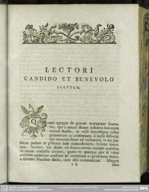 Lectori Candido Et Benevolo Salutem