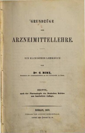 Grundzüge der Arzneimittellehre : ein klinisches Lehrbuch