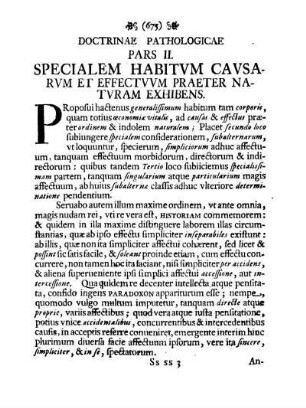 Pars II. Specialem Habitvm Cavsarvm Et Effectvvm Praeter Natvram Exhibens.