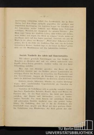Sociale Vortheile des Adels und Bauernstandes