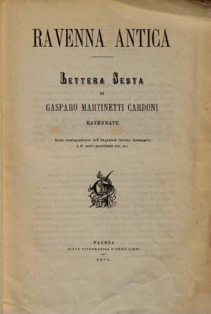Ravenna antica : lettera ... di Gasparo Martinetti Cardoni, Lettera sesta