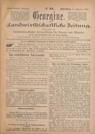 Einundsechzigster Jahrgang. No. 51. Insterburg, 21. Dezember 1893.