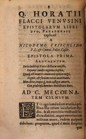 Cum in Q. Horatii Flacci ... epistolarum libros duos, tum A. Persii Flacci ... satyras sex ... paraphrases