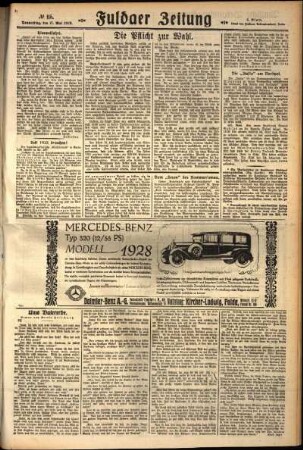 Zweite Ausgabe vom Donnerstag, den 17. Mai 1928.