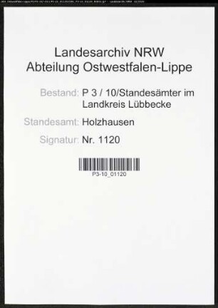 Sterberegister Standesamt Holzhausen