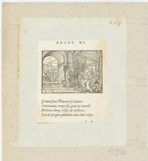 Pharao verweigert den Auszug trotz der Plage der Geschwüre, aus: Claude Paradin, "Quadrins historiques de la Bible", Lyon 1558