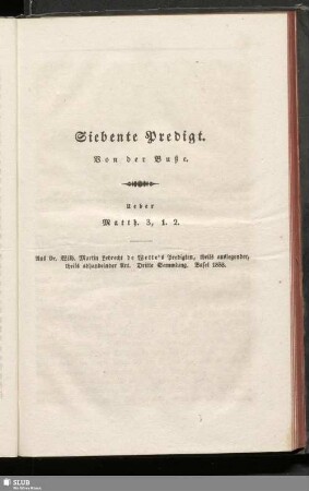 Siebente Predigte. Von der Buße