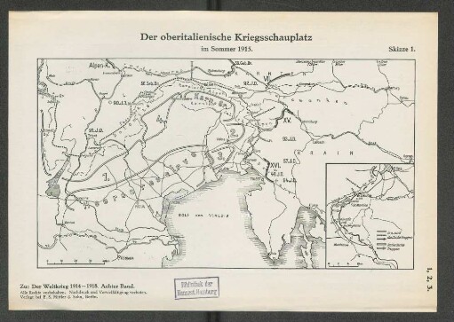 Skizze 1. Der oberitalienische Kriegsschauplatz im Sommer 1915.