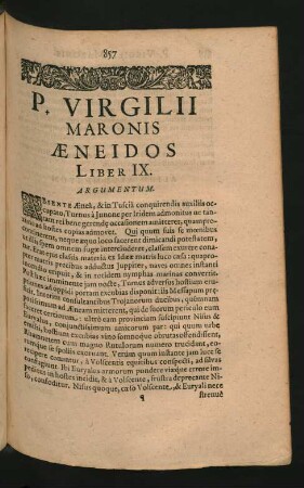 ... Aeneidos Liber IX.
