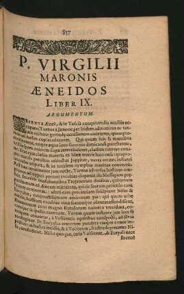 ... Aeneidos Liber IX.