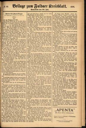 Zweite Ausgabe vom Samstag, den 30. Juli 1898.