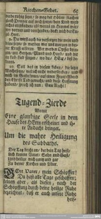 Tugend-Zierde Womit Eine glaubige Seele in dem Hause des Herrn erscheinet und ihre Andacht bringet