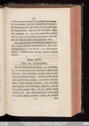 Erster Artikel. Von der Behutsamkeit.