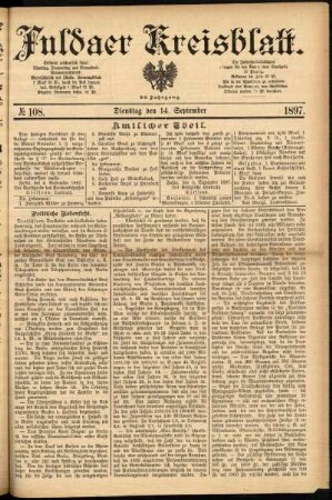 Erste Ausgabe vom Dienstag, den 14. September 1897.