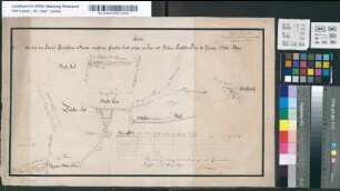 Karte über drei dem preuß. Staat gehörende Landparzellen zu Linn und Bockum [Mit Stadt Linn]. 1.7.1817. Geometer A. Hermkes, Neuss. S. auch das Vermessungsregister vom Trenkerhof in der Gemeinde Linn unter RWD 18